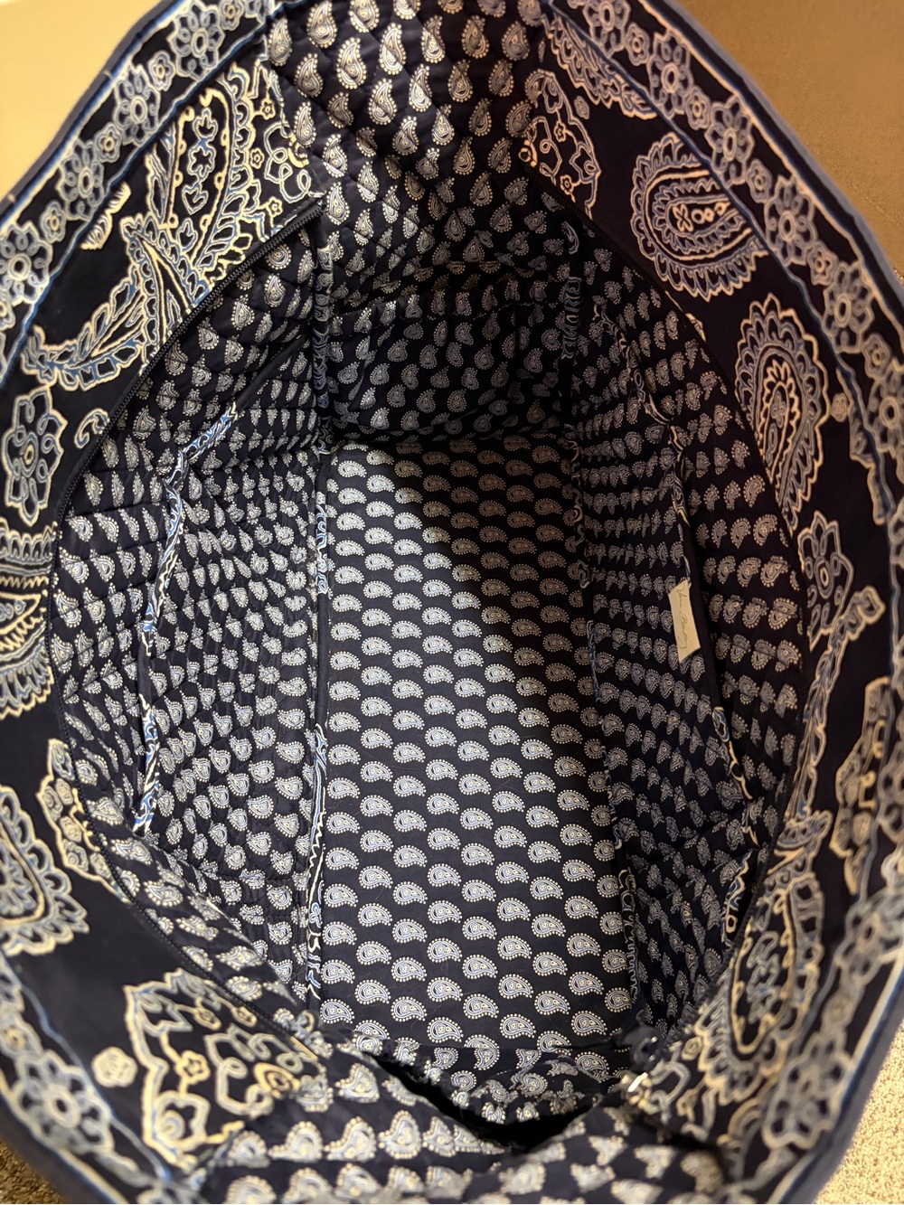 Vera Bradley Quilted Paisley Navy Travel Tote - Picture 11 of 14